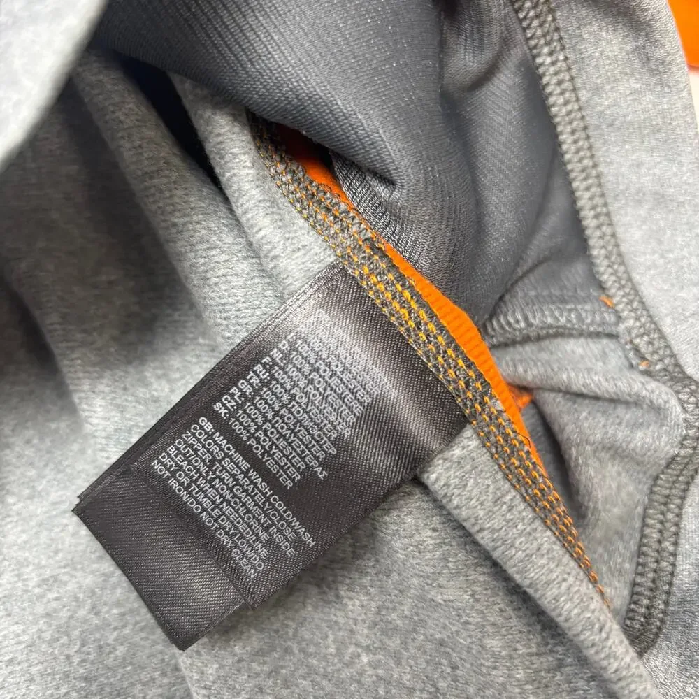 The North Face Mens XL Gray Orange Full Zip Hooded Long Sleeve Sweater Jacket